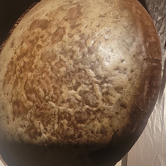 LARGE 15" Vintage Primitive Hand Hammered Metal Rolled Flattened Edge Bowl - Picture 2 of 7